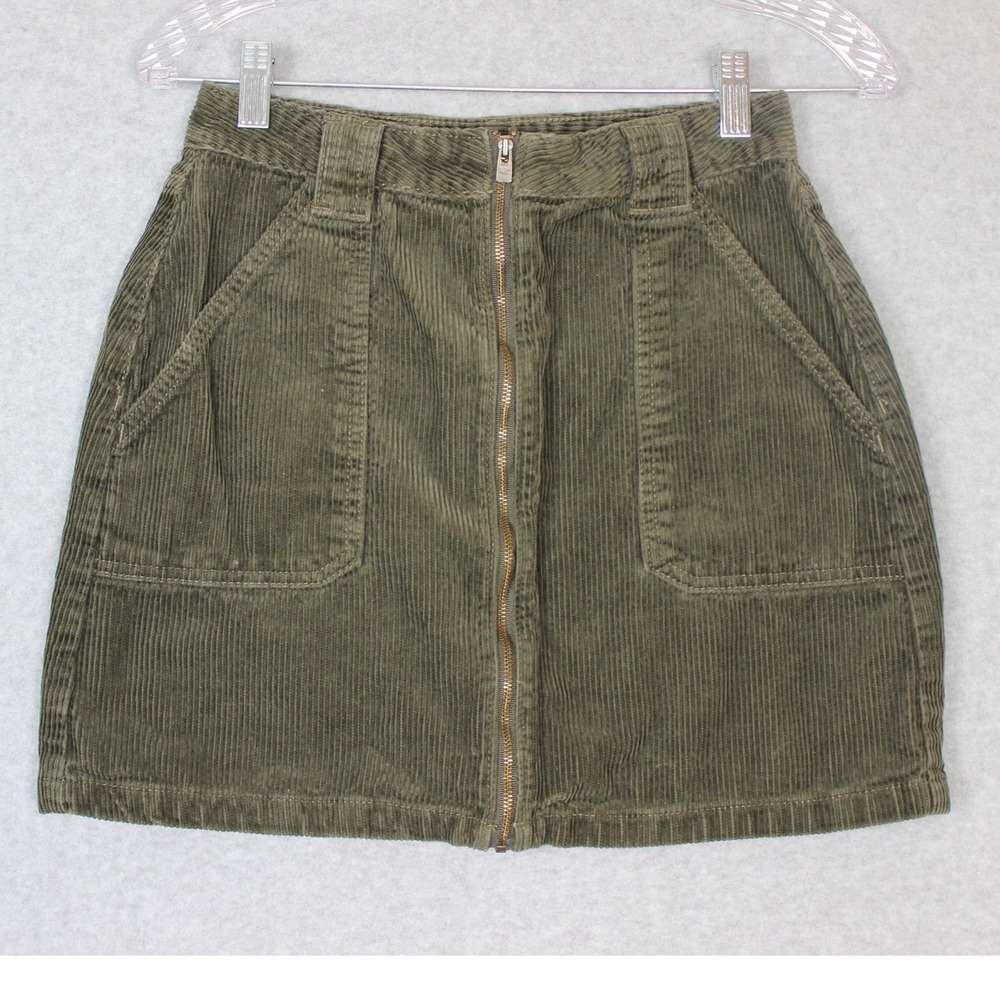 Hollister Ultra‎ High Rise Green Corduroy Skirt Size 5